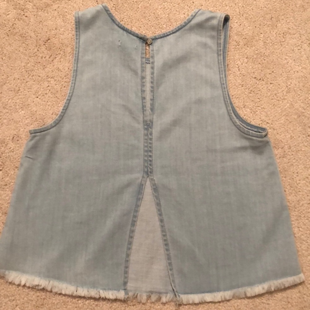 Chambray Tank Top With Subtle Open Back - image 2